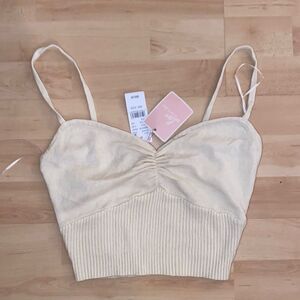 BRAND NEW LOVE BY LOTTIE MOSS CREAM CROP TOP SMALL PACSUN